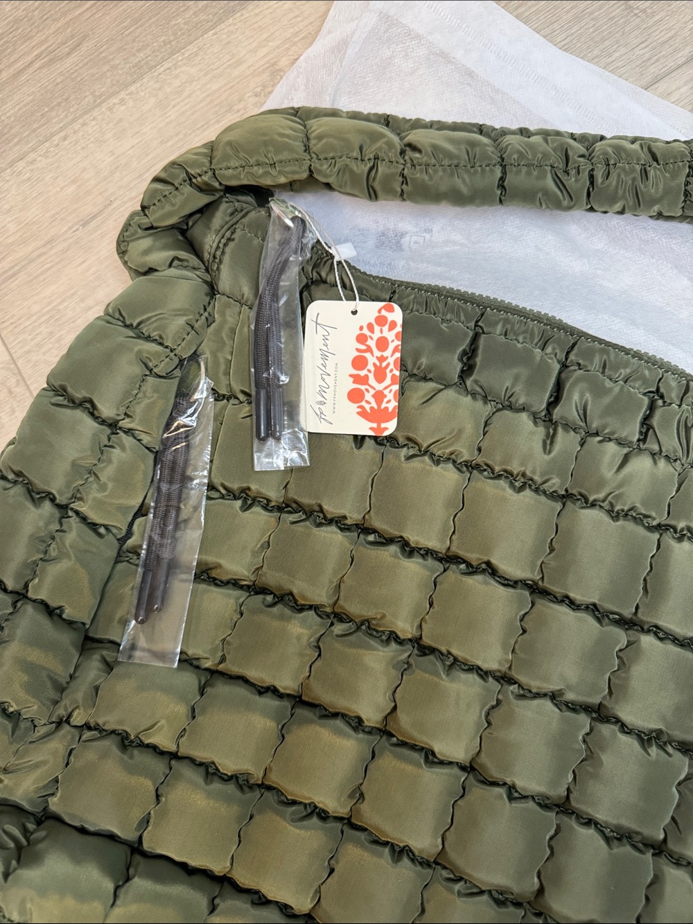 Free People Olive Green Quilted Hobo Bag - Picture 2 of 3